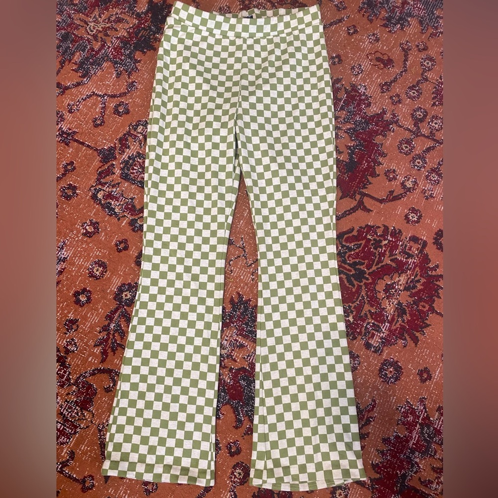 Green and White Checkered Flares From Primark